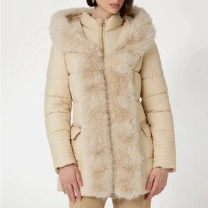 Marciano Zoe Beige Hooded Puffer Jacket